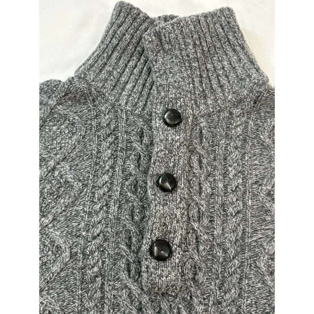 Banana Republic Men’s Charcoal Gray Merino Wool Fishermen’s Sweater Size XL